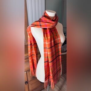 Coach Colorful Checkered Scarf - Orange, Pink, Blue